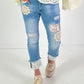 Jeans Hose Modell "Flower Patch" - denim