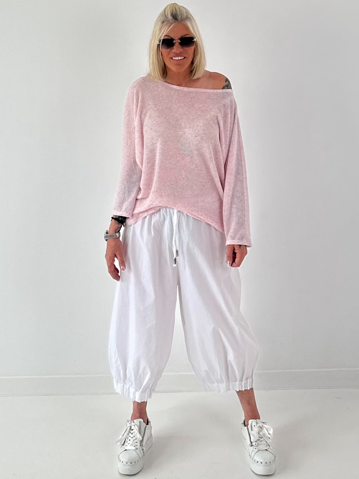 Leichter Oversized Pullover - rosa