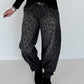 Jeans-Pumphose im Allover-Leoprint mit Gürtel - used-black ( lieferbar ab ca.09.10.26)