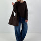 Knitted Cut-Out Sweater - mocha