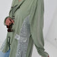 Oversized Leinen-Military Blazer - khaki