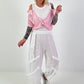 Ribbed Top with Blouse Layering - white-pink