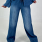 Light-wash, wide-leg jeans - dark blue