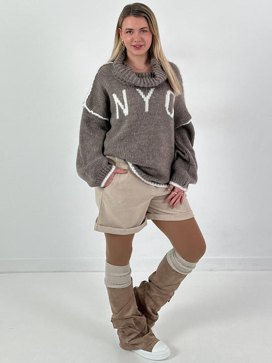 Trui model "Cozy City Chic" - taupe