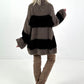 Long pullover/dress model "Velvet Flow" - black-taupe