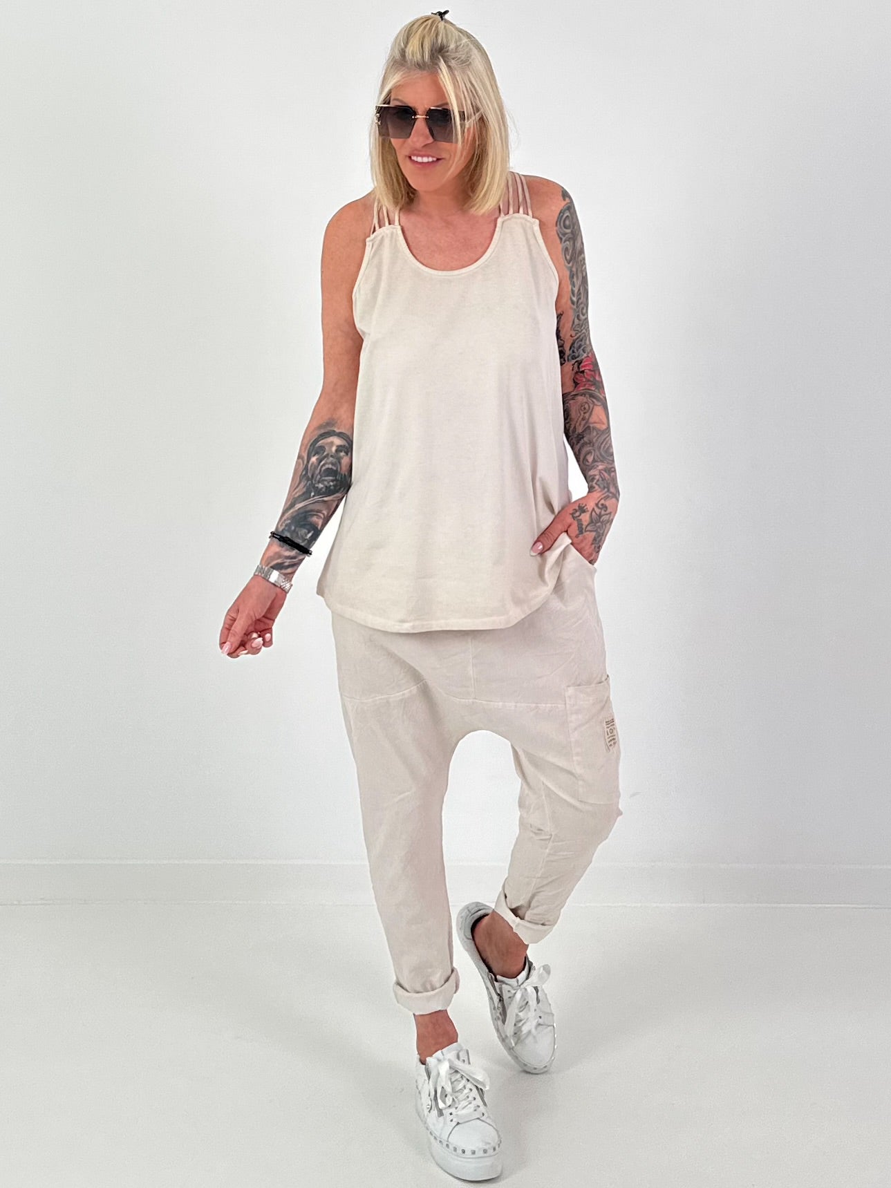 Crossover Strap Top - Beige