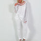 Silk Tunic with Crocheted Neckline - White