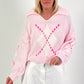 Pullover Modell "Cozy Diamond Knit" - rosa