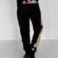 Sweathose im Materialmix - schwarz-beige