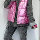 denim jacket with quilted vest - candy