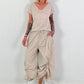 Balloon trousers with gathering seams - beige