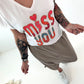 T-shirt with embroidered pearl lettering - white