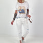 T-shirt Glitter Car - white-blue
