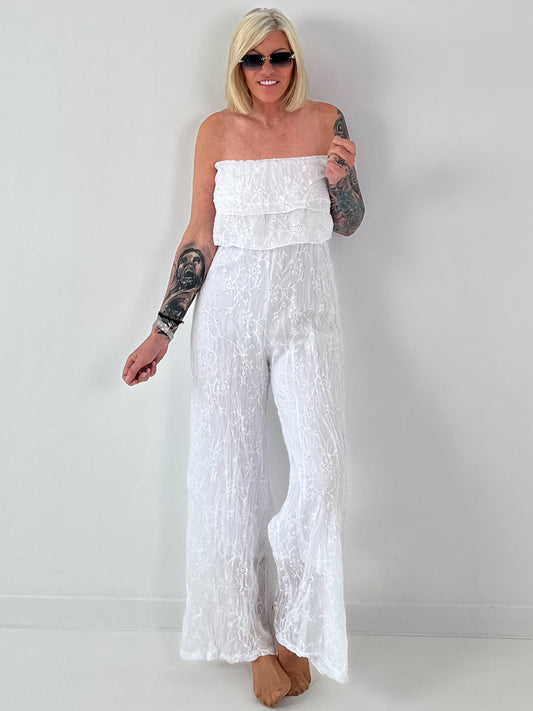 Romantischer Sommer Overall - weiss