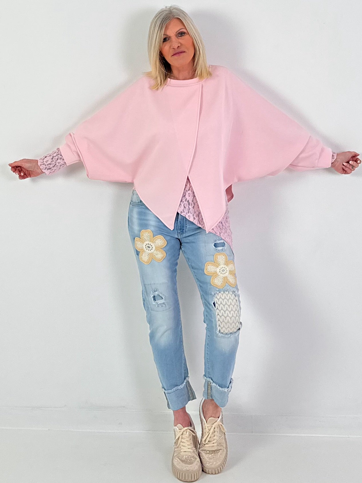 Oversized Sweater überlappend - rosa