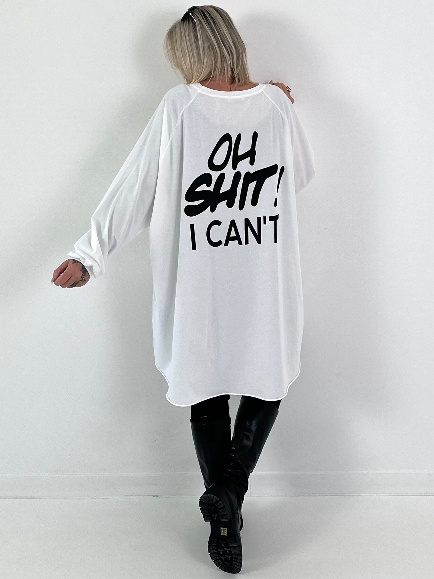 Oversized shirt model "KEEP CALM" - white