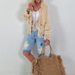 Boho Jacke mit aufwendigen Details- beige-gold