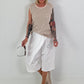 Kurze Leinen Baggy mit Überwurf und Paillettendetails - weiss