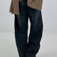 Lässige Wide Leg Jeans mit besonderen Nähten - used black