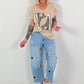 T-shirt with leopard shoe print - beige