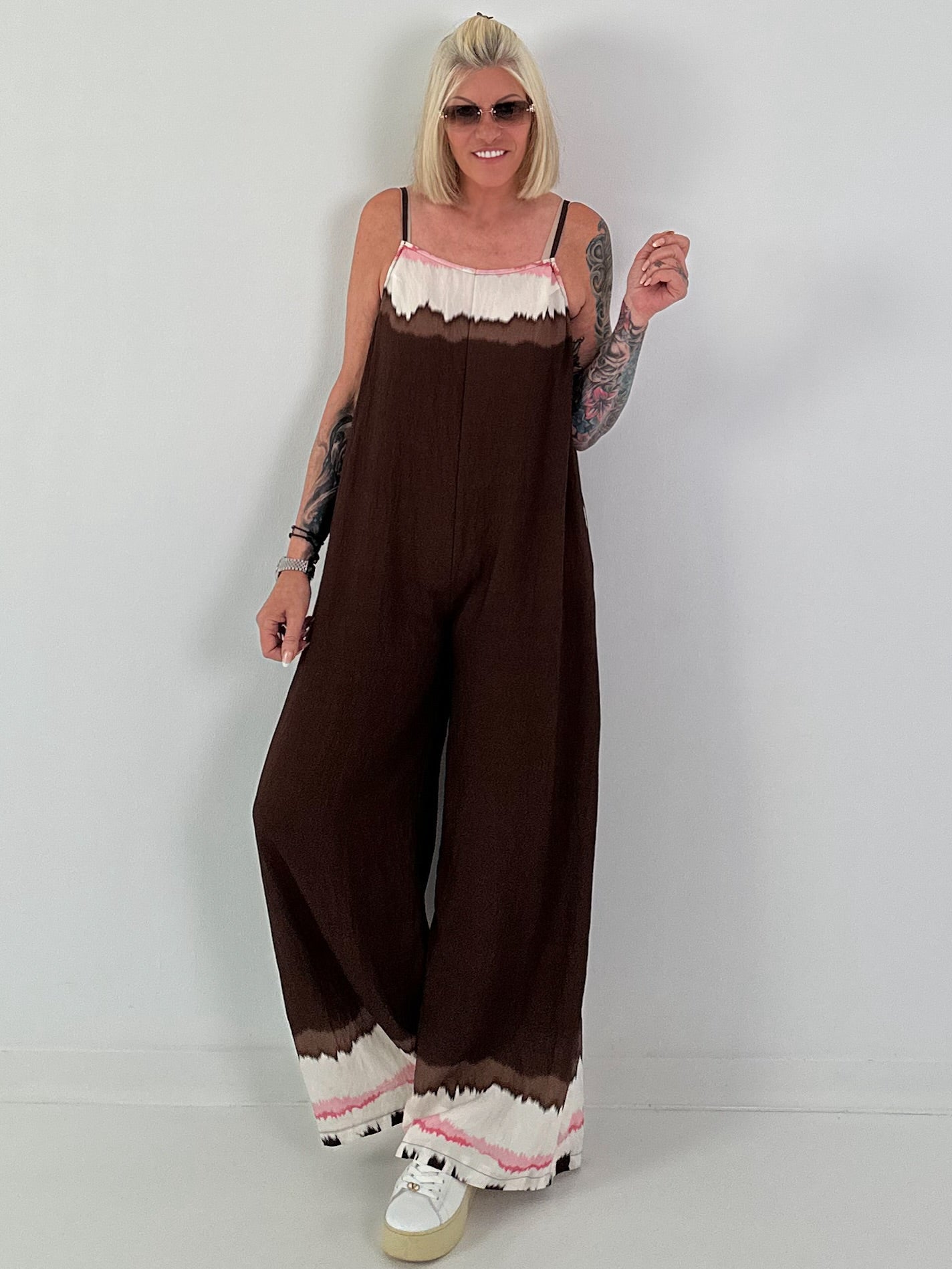 Jumpsuit mit Spaghettiträgern - schoko