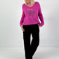 V-hals pullover model "Always Authentic" - roze