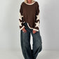 Sweatshirt mit trendigen Sternelementen- schoko