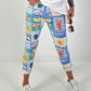 Hose mit All-Over Print-Mix - hellblau-mehrfarbig