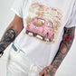 T-Shirt Glitzer Car - weiss-rosa
