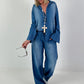 Light denim blouse - dark blue