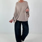 Oversized Pullover mit raffinierten Details - taupe