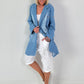 Oversized short coat with eyelets - light blue