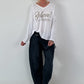 Oversized Shirt mit Leo-Print und Strass-Details - weiss