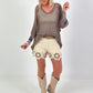 Crochet shorts - cream-taupe