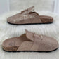 Pantoletten mit Strasssteinen - beige