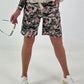 Kurze Hose Camouflage mit floralen Details - taupe mehrfarbig