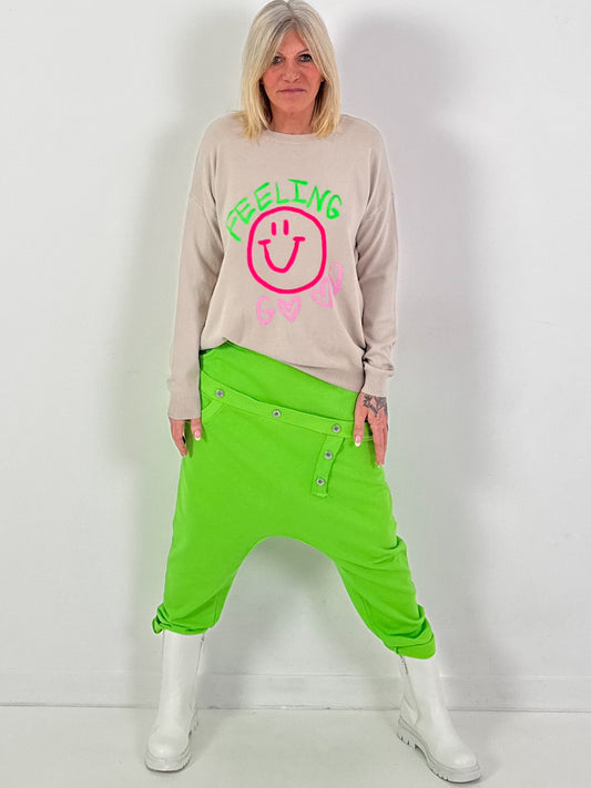 Strickpullover Modell "Feeling Good Vibes" - beige