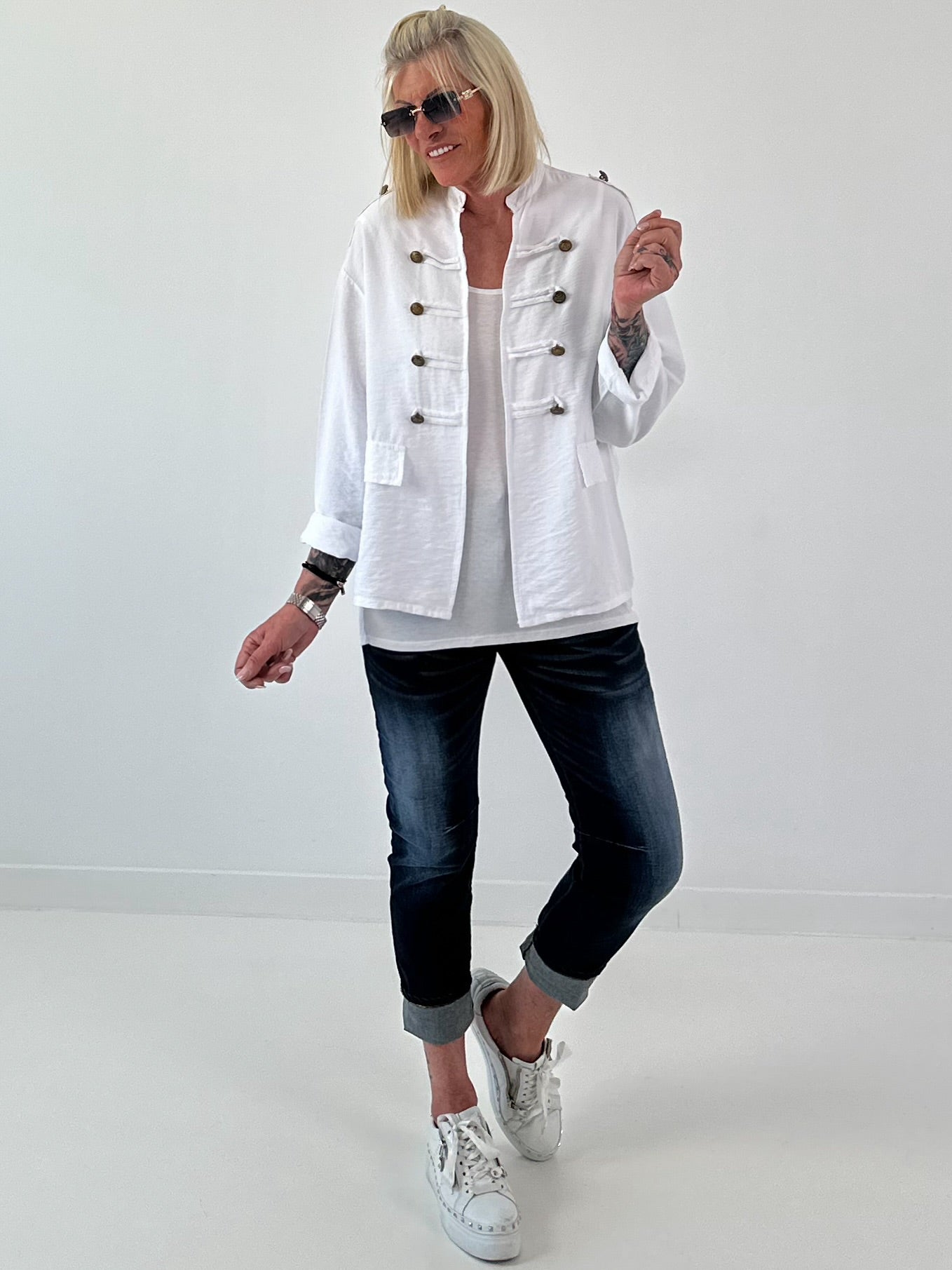 Light Military-Look Jacket - white