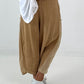 Balloon Linen Trousers with Fringe Details - taupe