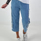 Jeans with eyelet details - light blue