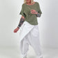 Summer knit sweater with short sleeves - khaki