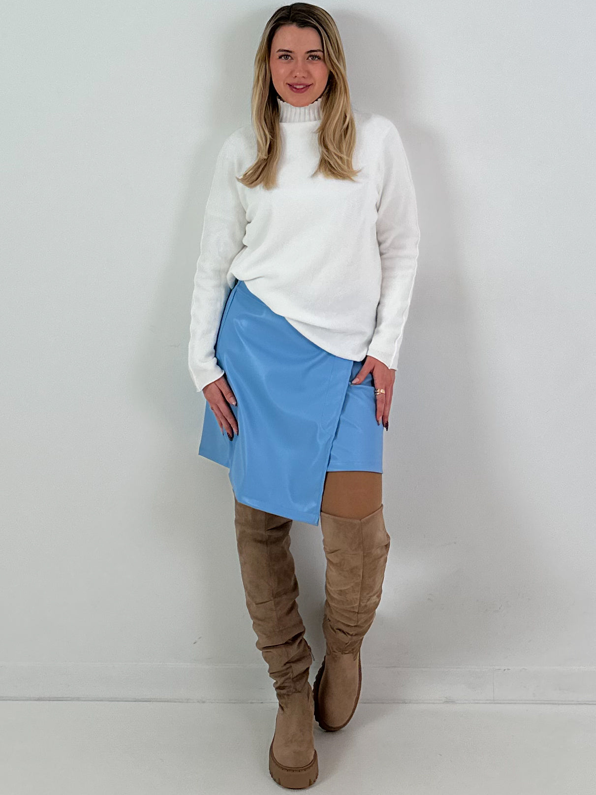Leather-look skirt, model "Fearless Faux" - blue