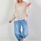 Jeans with gathered snap-button hem - denim