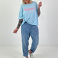 Oversized Shirt Sunset - hellblau