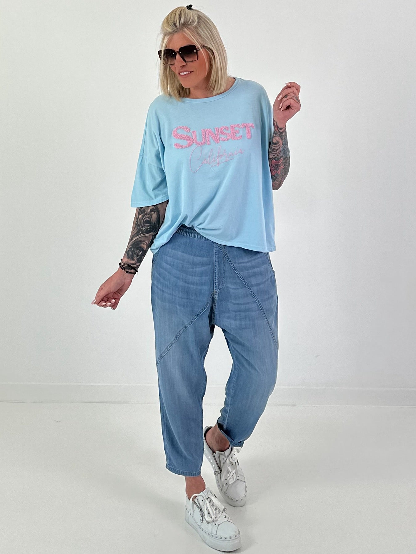 Oversized Shirt Sunset - hellblau