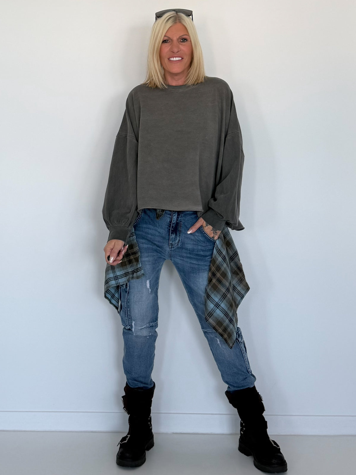 Kastiger Sweater Smile - dark-chocolate