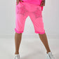 Sweat Short mit Häkelstern und  Nieten - neonpink