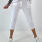 Capri Hose mit Leo Strass - weiss