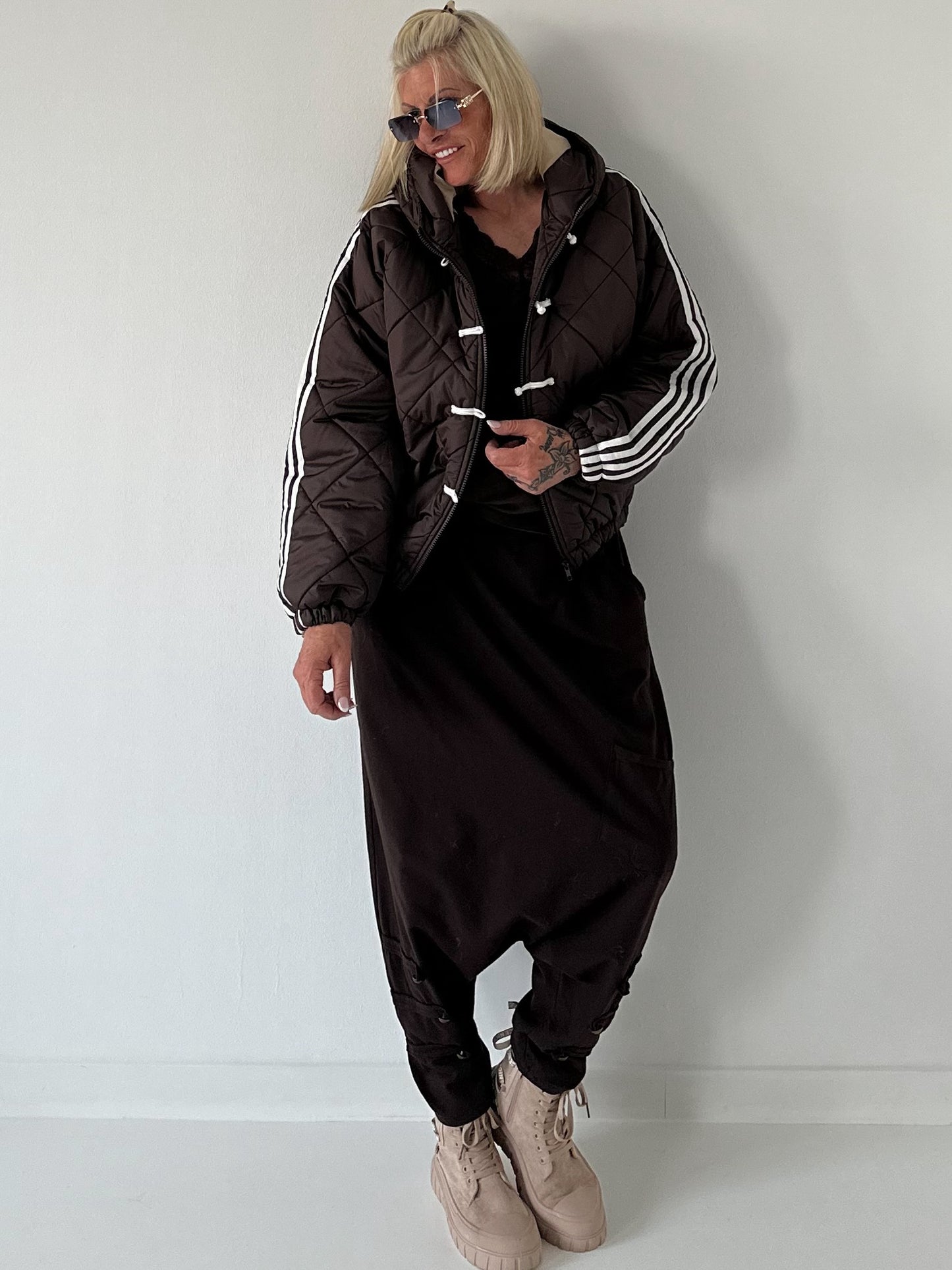 Bomberjacke mit Kapuze - mokka