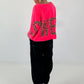 Sweatshirt SWEET mit Leo-Print - neonpink